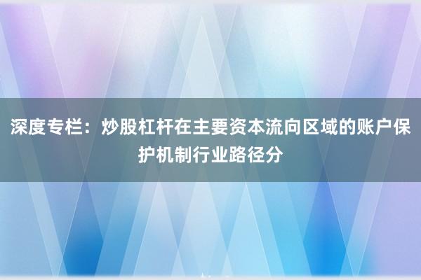 深度专栏：炒股杠杆在主要资本流向区域的账户保护机制行业路径分