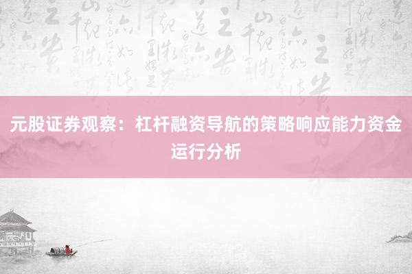元股证券观察：杠杆融资导航的策略响应能力资金运行分析