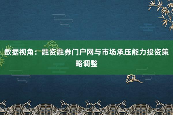 数据视角：融资融券门户网与市场承压能力投资策略调整