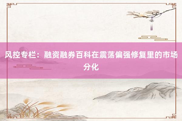 风控专栏：融资融券百科在震荡偏强修复里的市场分化
