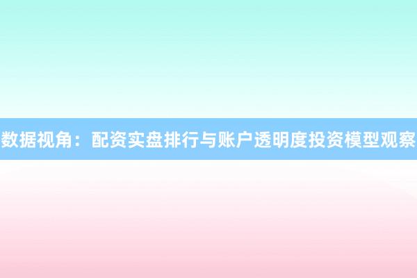 数据视角：配资实盘排行与账户透明度投资模型观察
