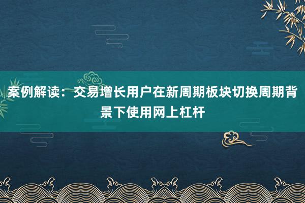 案例解读：交易增长用户在新周期板块切换周期背景下使用网上杠杆