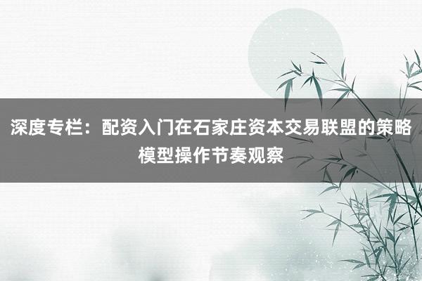 深度专栏：配资入门在石家庄资本交易联盟的策略模型操作节奏观察