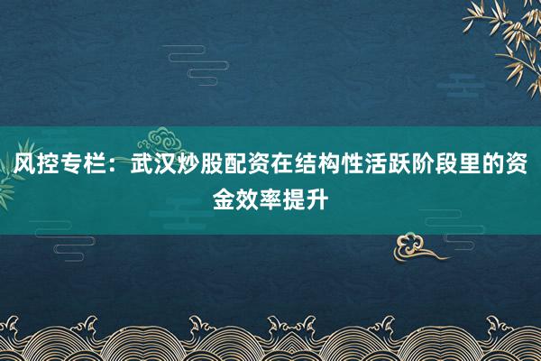 风控专栏：武汉炒股配资在结构性活跃阶段里的资金效率提升