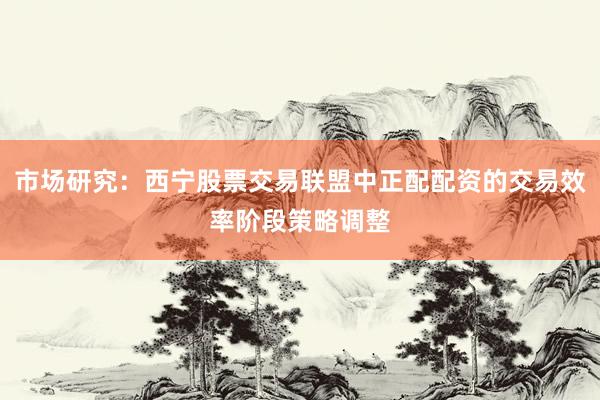 市场研究：西宁股票交易联盟中正配配资的交易效率阶段策略调整