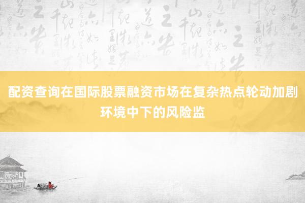 配资查询在国际股票融资市场在复杂热点轮动加剧环境中下的风险监