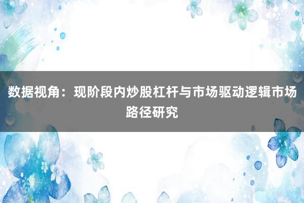数据视角：现阶段内炒股杠杆与市场驱动逻辑市场路径研究