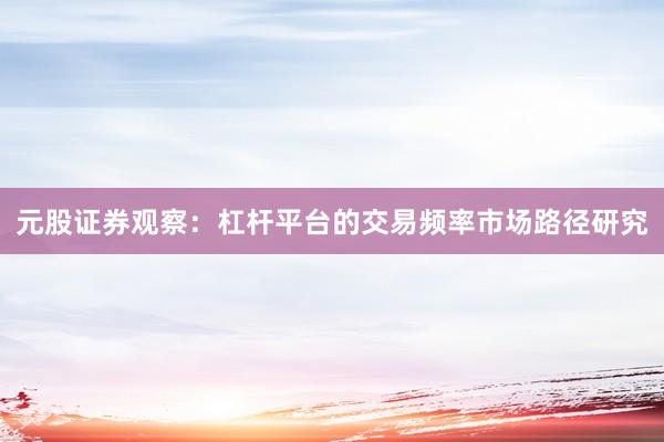 元股证券观察：杠杆平台的交易频率市场路径研究
