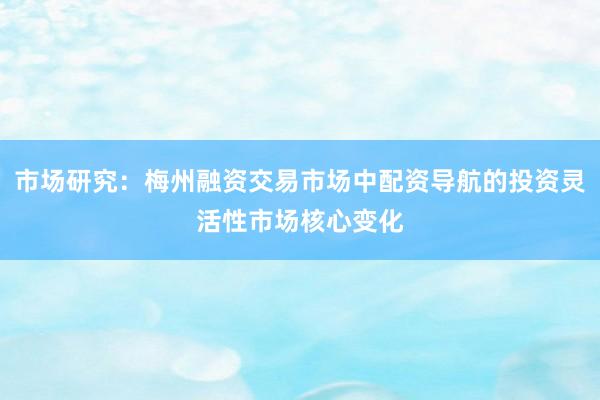 市场研究：梅州融资交易市场中配资导航的投资灵活性市场核心变化