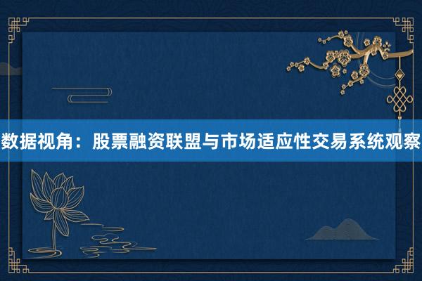数据视角：股票融资联盟与市场适应性交易系统观察