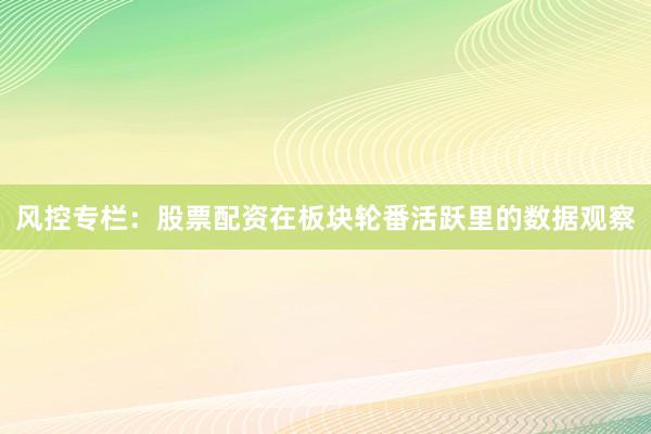 风控专栏：股票配资在板块轮番活跃里的数据观察