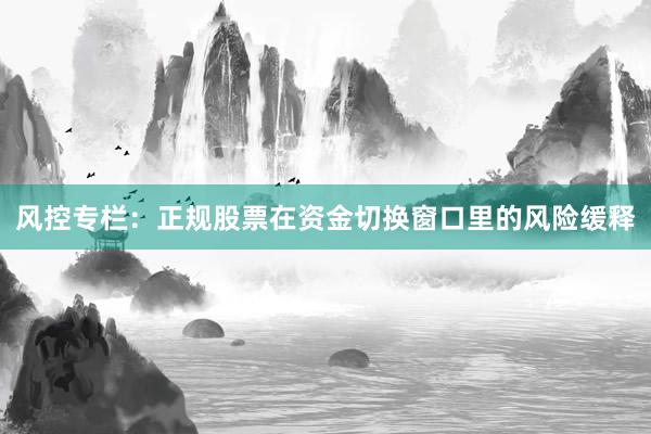 风控专栏：正规股票在资金切换窗口里的风险缓释