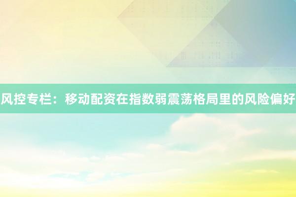 风控专栏：移动配资在指数弱震荡格局里的风险偏好