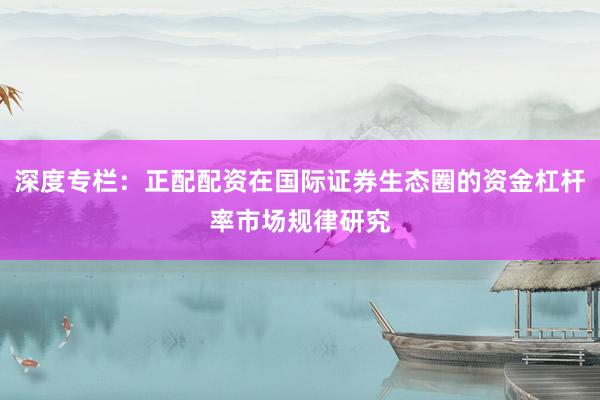 深度专栏：正配配资在国际证券生态圈的资金杠杆率市场规律研究