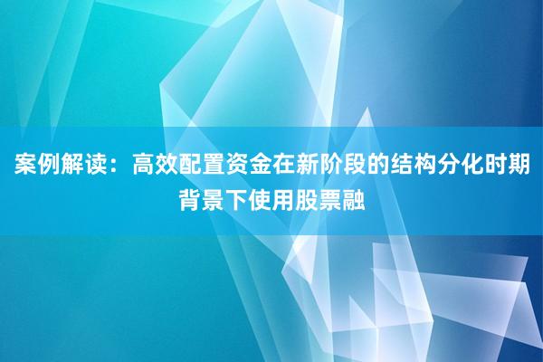 案例解读：高效配置资金在新阶段的结构分化时期背景下使用股票融