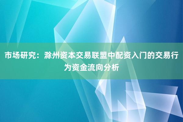 市场研究：滁州资本交易联盟中配资入门的交易行为资金流向分析