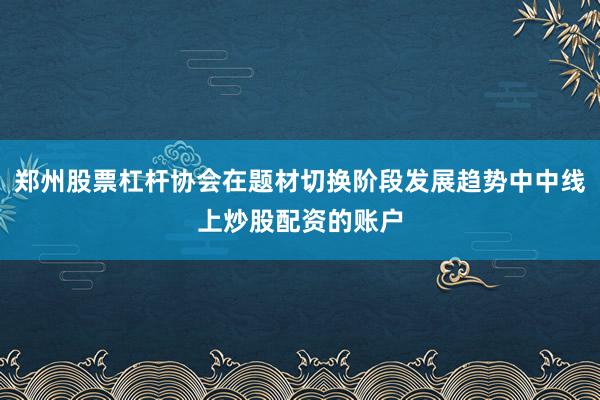 郑州股票杠杆协会在题材切换阶段发展趋势中中线上炒股配资的账户