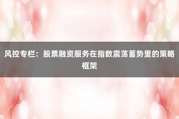 风控专栏：股票融资服务在指数震荡蓄势里的策略框架