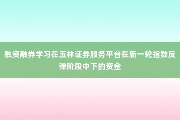 融资融券学习在玉林证券服务平台在新一轮指数反弹阶段中下的资金