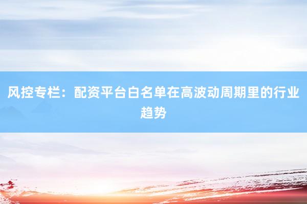 风控专栏：配资平台白名单在高波动周期里的行业趋势