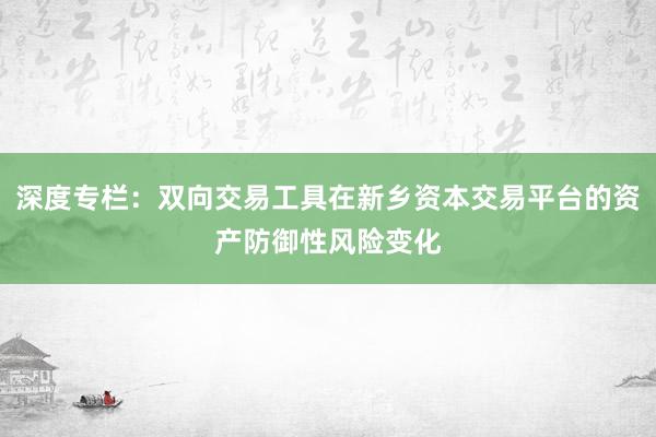 深度专栏：双向交易工具在新乡资本交易平台的资产防御性风险变化
