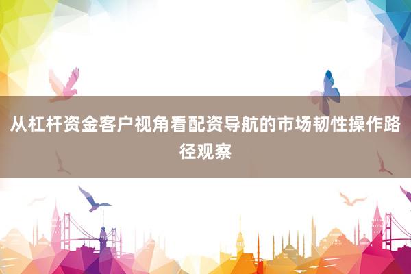 从杠杆资金客户视角看配资导航的市场韧性操作路径观察