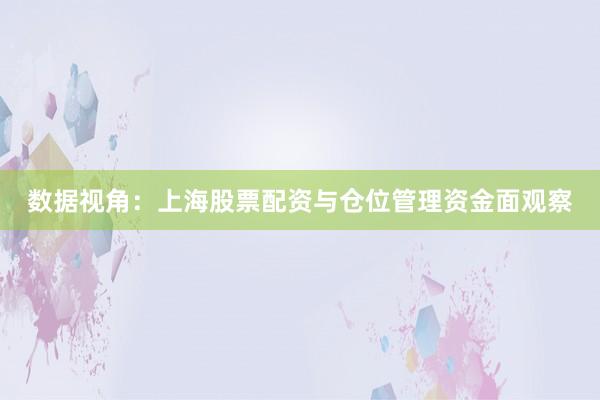 数据视角：上海股票配资与仓位管理资金面观察