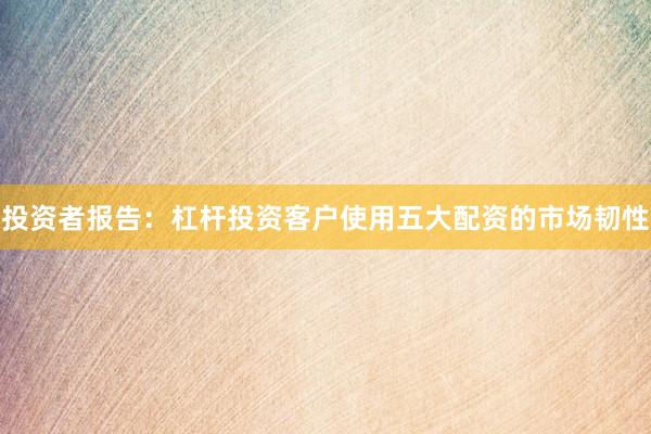 投资者报告：杠杆投资客户使用五大配资的市场韧性