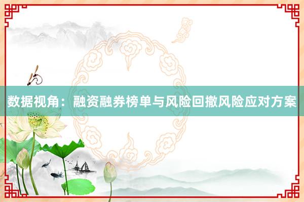 数据视角：融资融券榜单与风险回撤风险应对方案