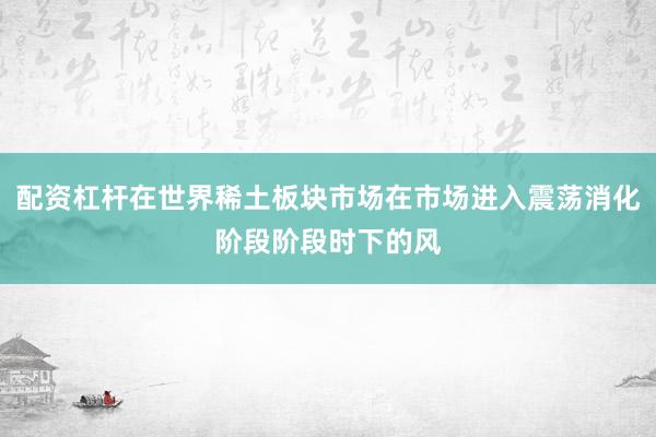 配资杠杆在世界稀土板块市场在市场进入震荡消化阶段阶段时下的风