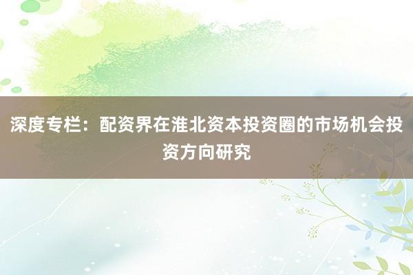深度专栏：配资界在淮北资本投资圈的市场机会投资方向研究