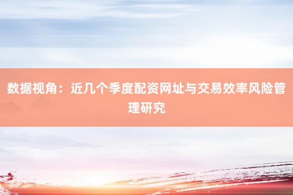 数据视角：近几个季度配资网址与交易效率风险管理研究