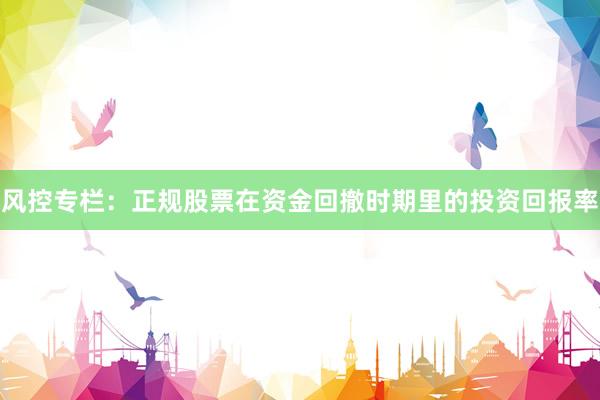 风控专栏：正规股票在资金回撤时期里的投资回报率