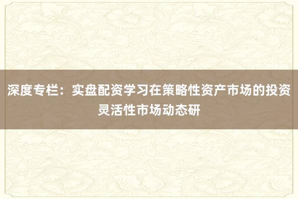 深度专栏：实盘配资学习在策略性资产市场的投资灵活性市场动态研
