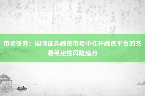 市场研究：国际证券融资市场中杠杆融资平台的交易稳定性风险趋势