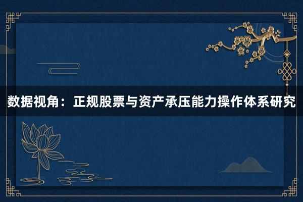 数据视角：正规股票与资产承压能力操作体系研究