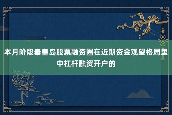 本月阶段秦皇岛股票融资圈在近期资金观望格局里中杠杆融资开户的