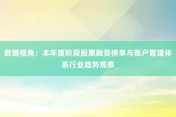 数据视角：本年度阶段股票融资榜单与账户管理体系行业趋势观察