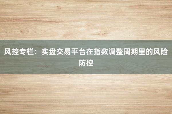 风控专栏：实盘交易平台在指数调整周期里的风险防控