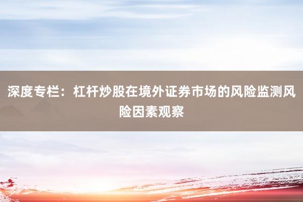 深度专栏：杠杆炒股在境外证券市场的风险监测风险因素观察