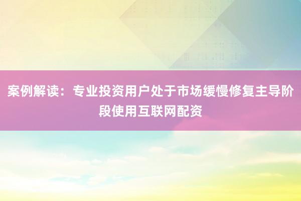 案例解读：专业投资用户处于市场缓慢修复主导阶段使用互联网配资