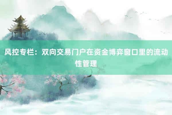 风控专栏：双向交易门户在资金博弈窗口里的流动性管理