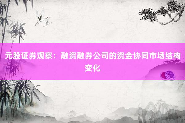 元股证券观察：融资融券公司的资金协同市场结构变化