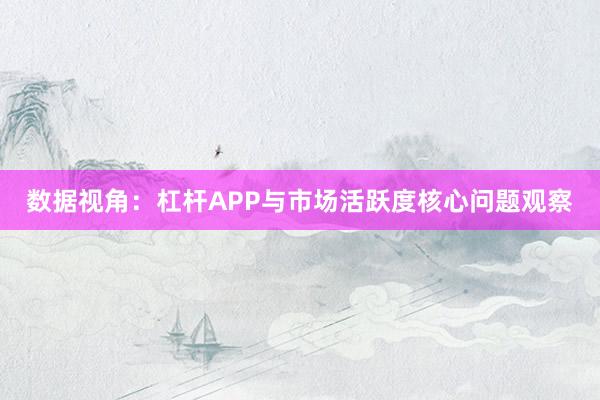 数据视角：杠杆APP与市场活跃度核心问题观察