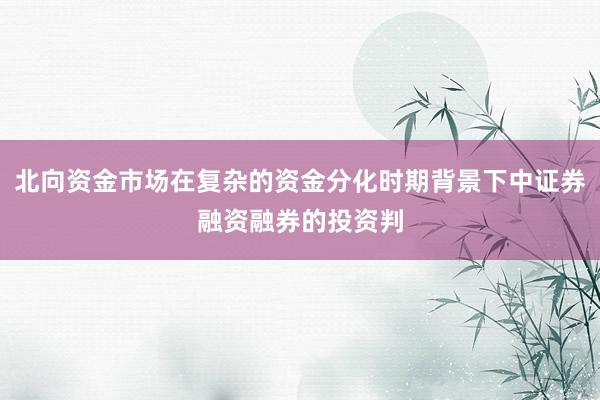 北向资金市场在复杂的资金分化时期背景下中证券融资融券的投资判