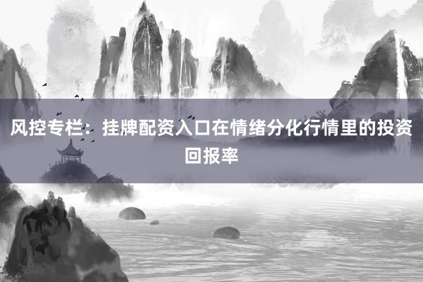 风控专栏：挂牌配资入口在情绪分化行情里的投资回报率