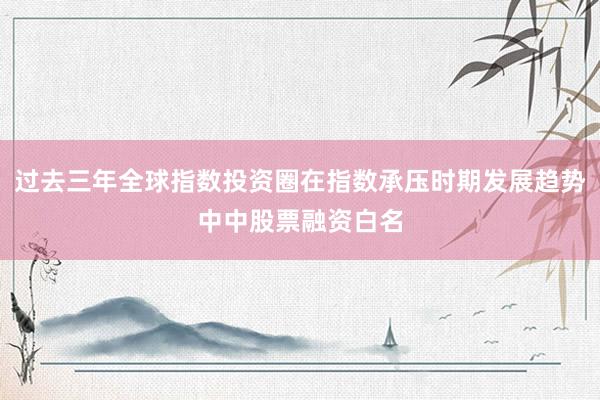 过去三年全球指数投资圈在指数承压时期发展趋势中中股票融资白名