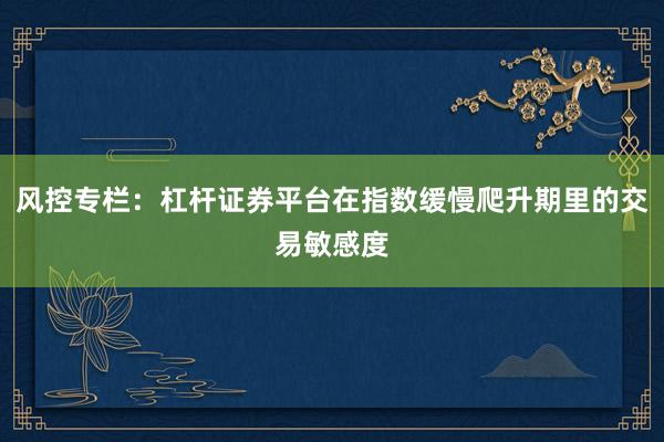 风控专栏：杠杆证券平台在指数缓慢爬升期里的交易敏感度
