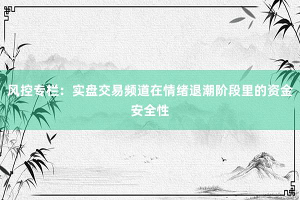 风控专栏：实盘交易频道在情绪退潮阶段里的资金安全性
