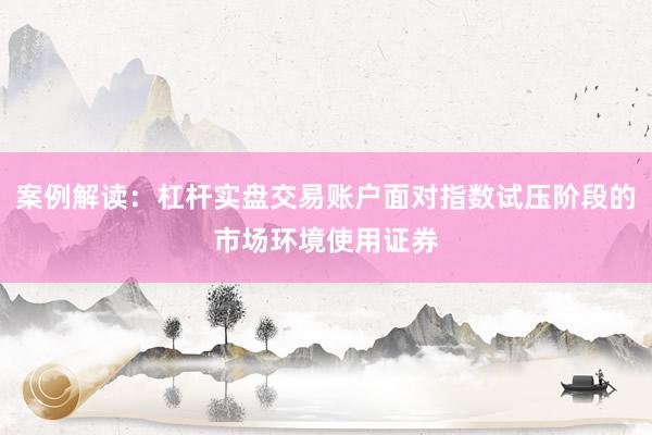 案例解读：杠杆实盘交易账户面对指数试压阶段的市场环境使用证券